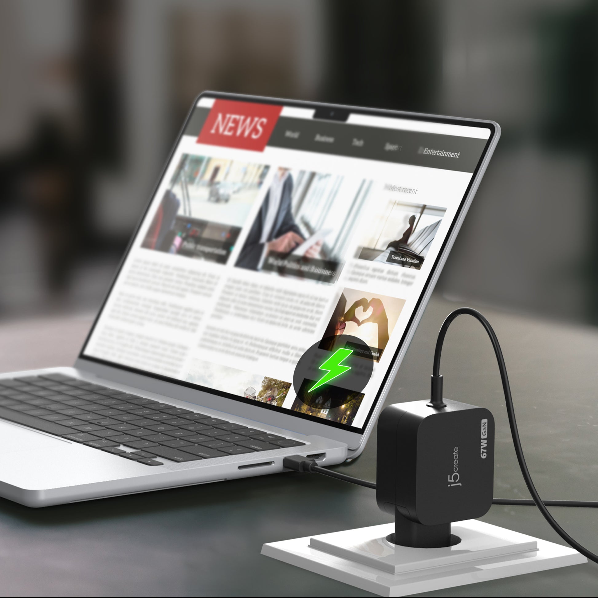 j5create Ladegerät (EU) – 67 W, 1× USB-C, PD, GaN