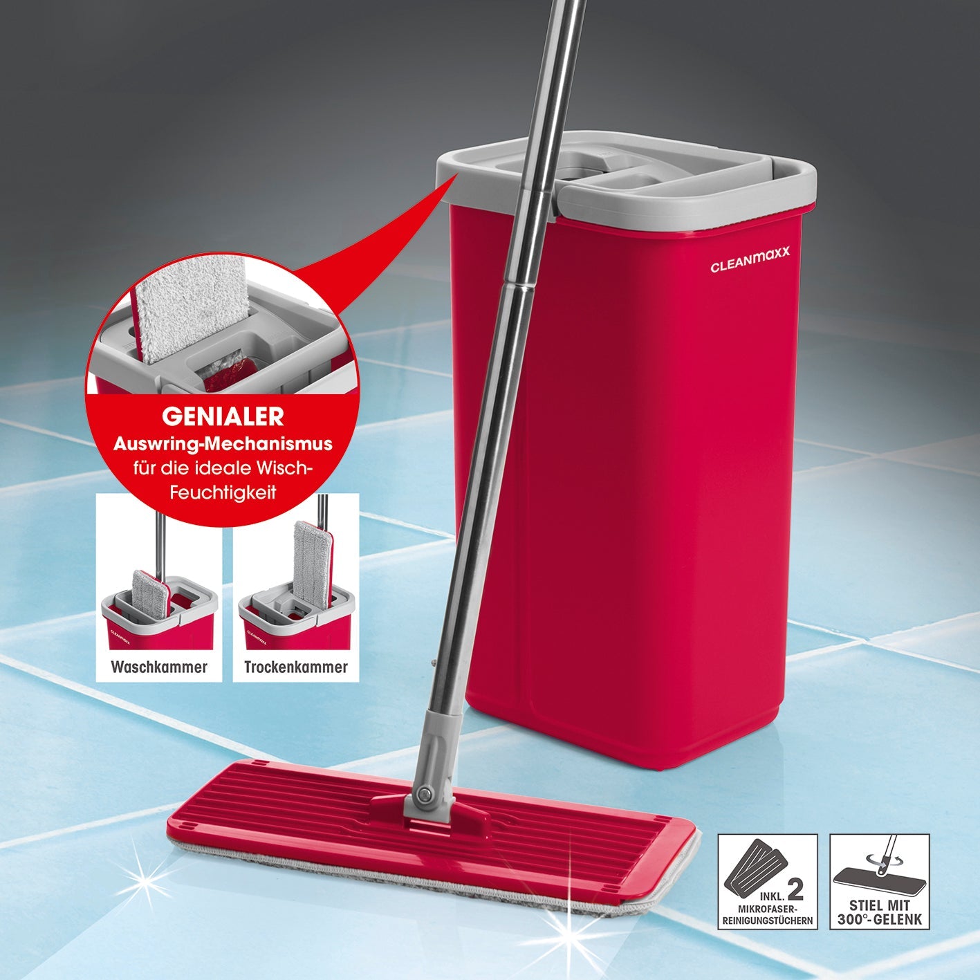 CLEANmaxx Komfort Mopp – 5700 ml, rot