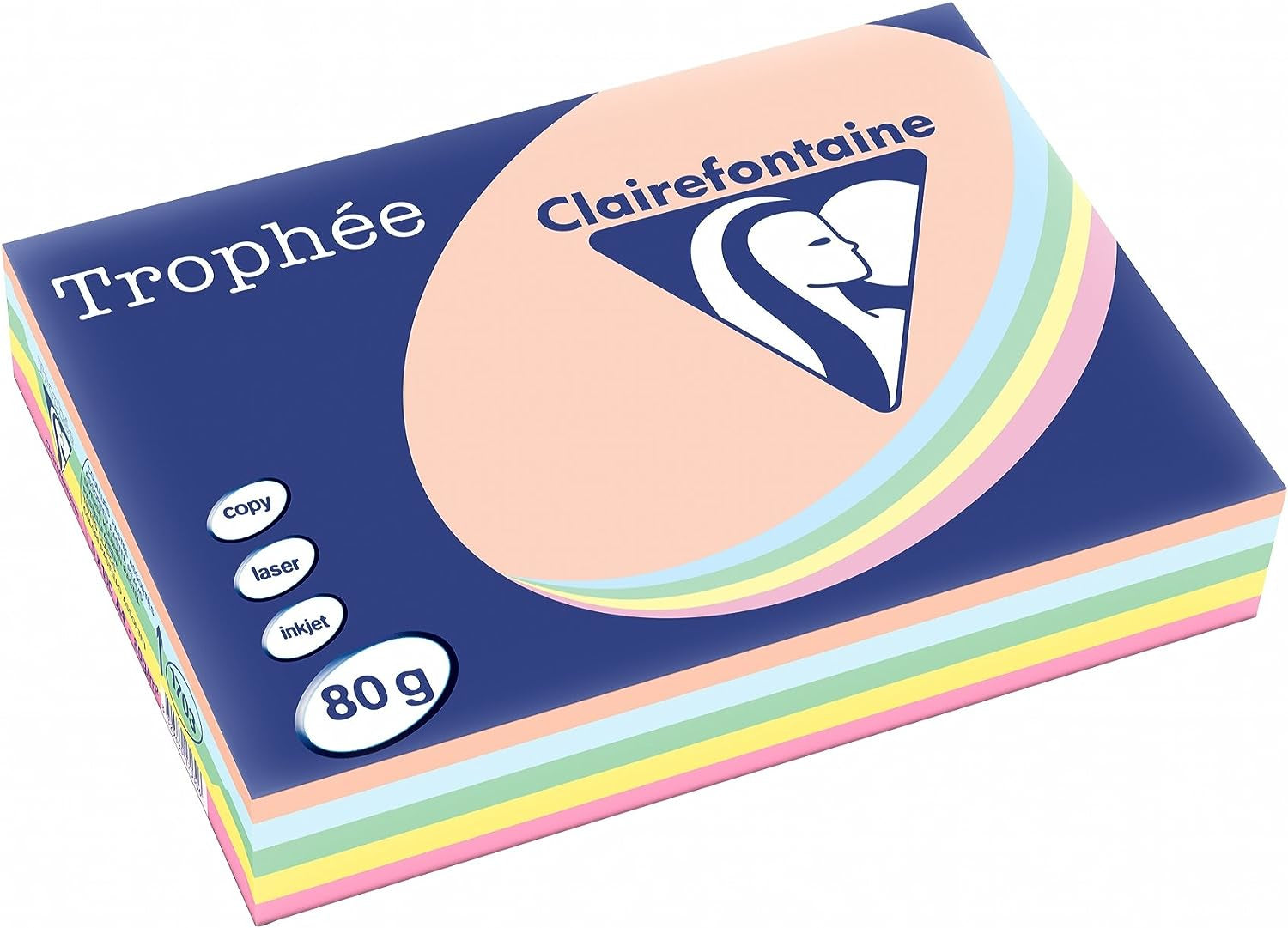 Clairefontaine Kopierpapier – A4, 80 g/m², pastell sortiert – für Inkjet/Laser/Kopierer – FSC – 500 Blatt