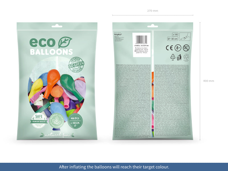 PartyDeco Luftballons – mehrfarbig – Ø 30 cm – Latex – 100 Stk