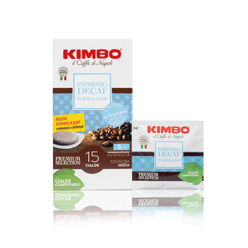 Kimbo Kaffeepads für E.S.E. – Espresso, entkoffeiniert, Intensität 9, 15 Pads