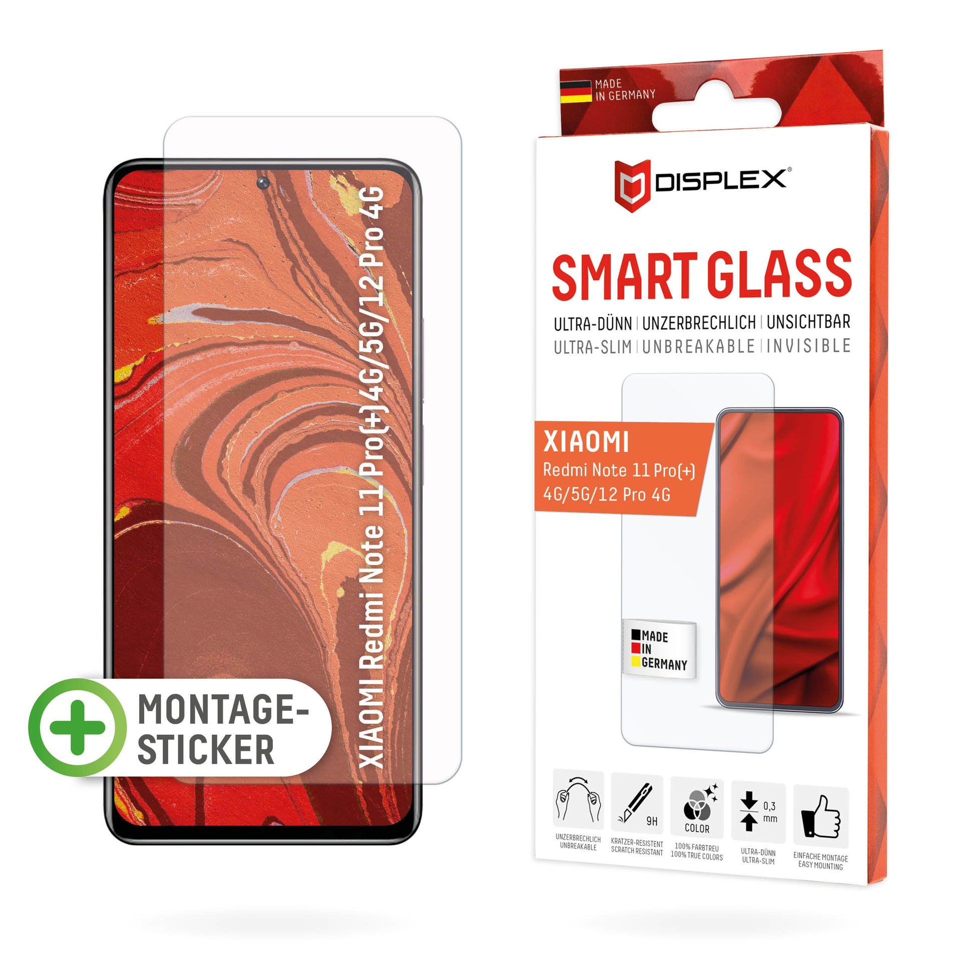 Displex Displayschutz (Panzerglas), 9H – für Redmi Note 11 Pro (5G)