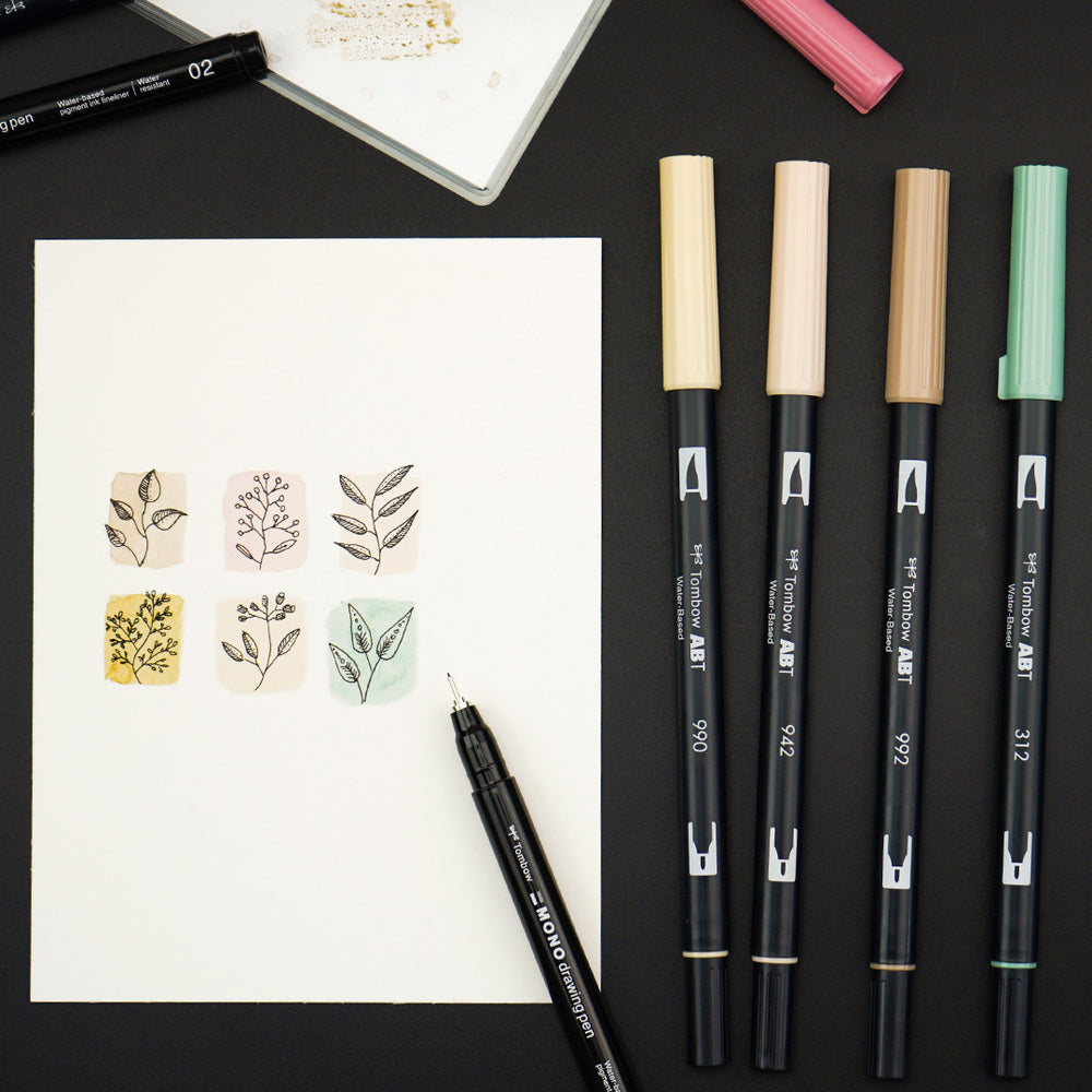 Tombow Mono Drawing Pen Fineliner – 4er-Set – Schwarz – Wasserfest