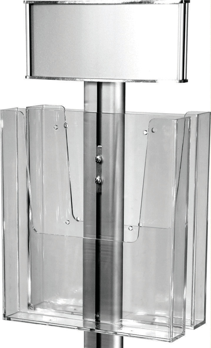 Europel Infoständer A4 – 6 Fächer – Acryl, Stahl, Silber, Transparent – 300×1493×250 mm – 350501