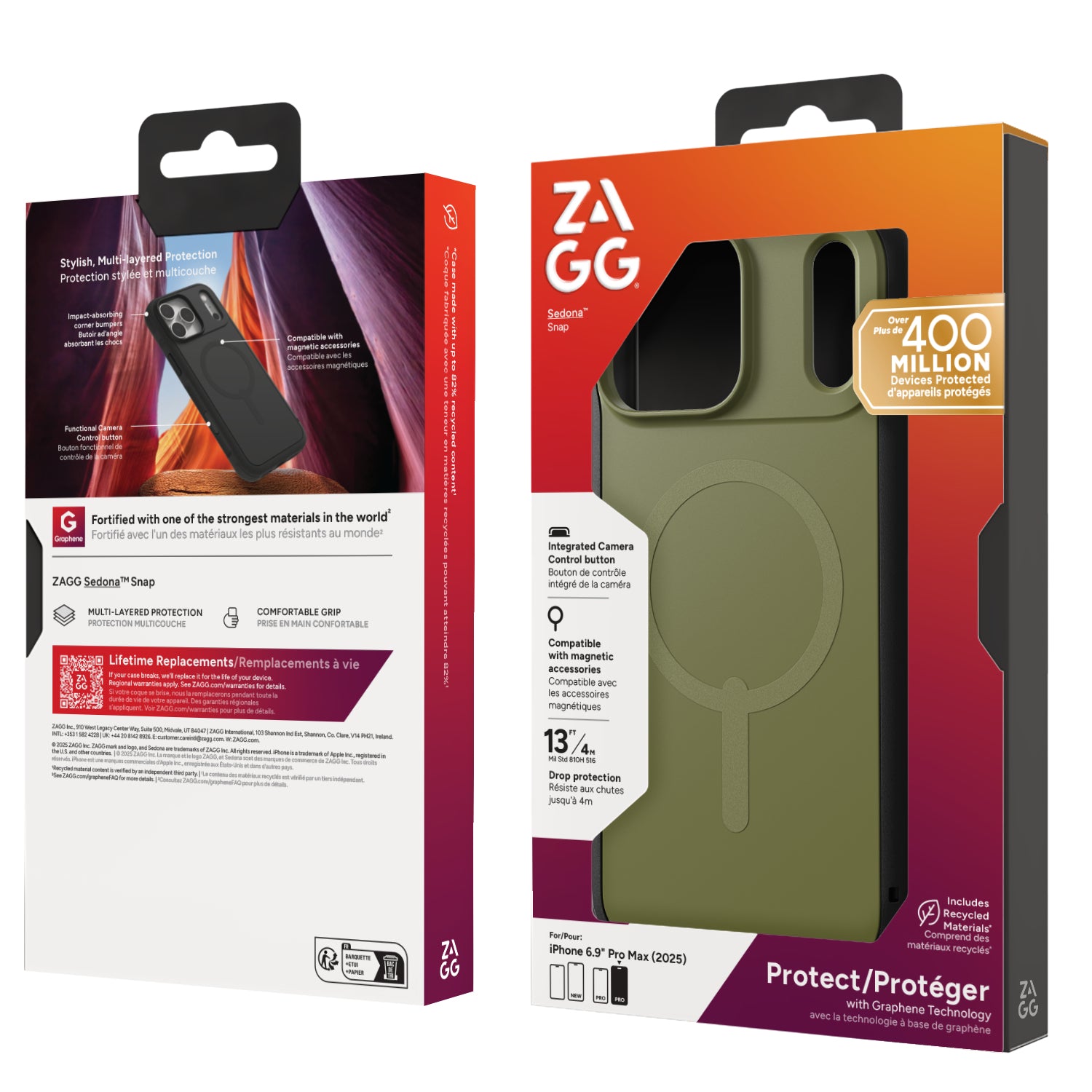 ZAGG Sedona Snap Backcover – für Apple iPhone 17 Max, MagSafe, Graphen, Grün, bis 4 m Sturzsicher