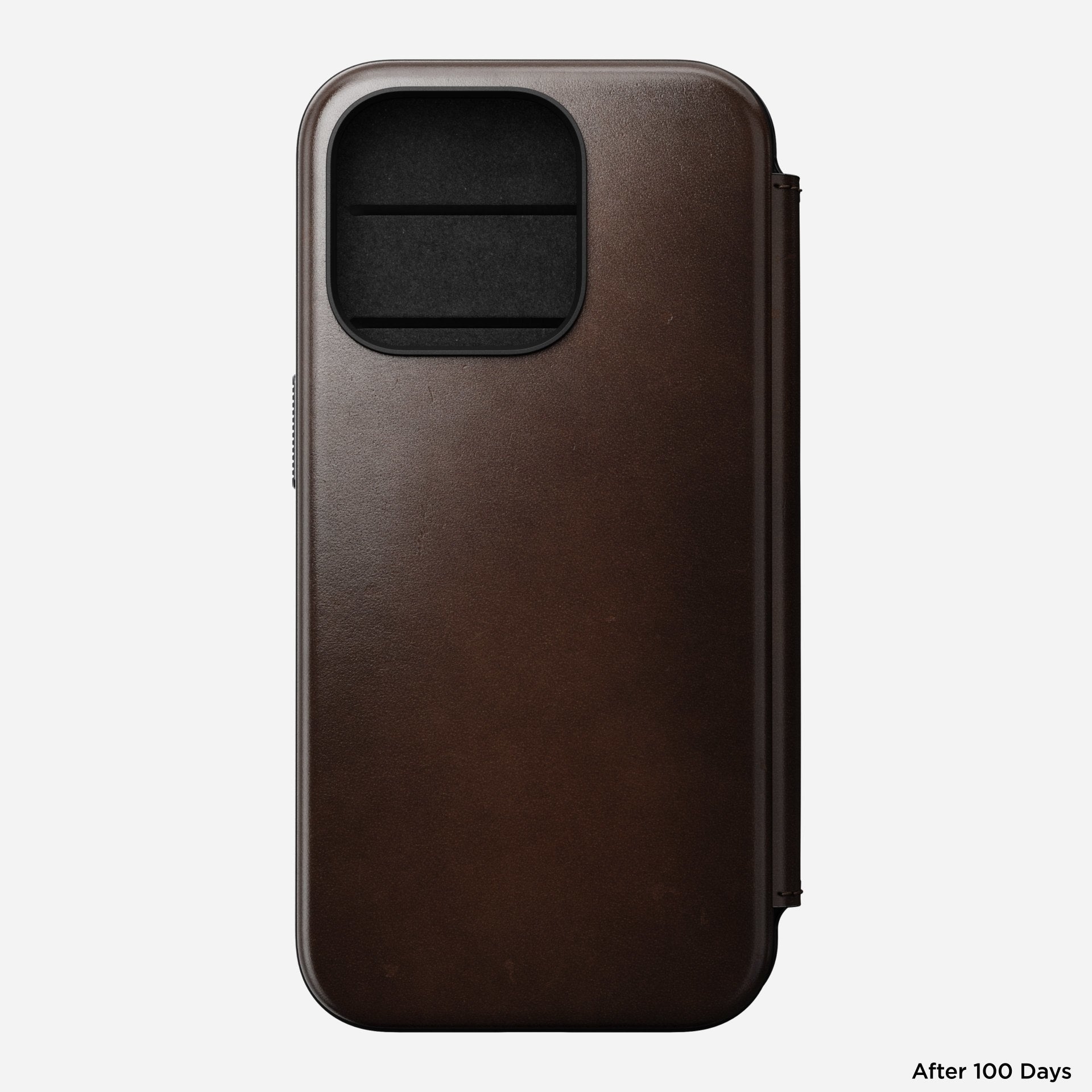 Nomad Booklet-Hülle Folio Modern – für Apple iPhone 15 Pro – Rostbraun – Horween Leder – mit Kartenfach