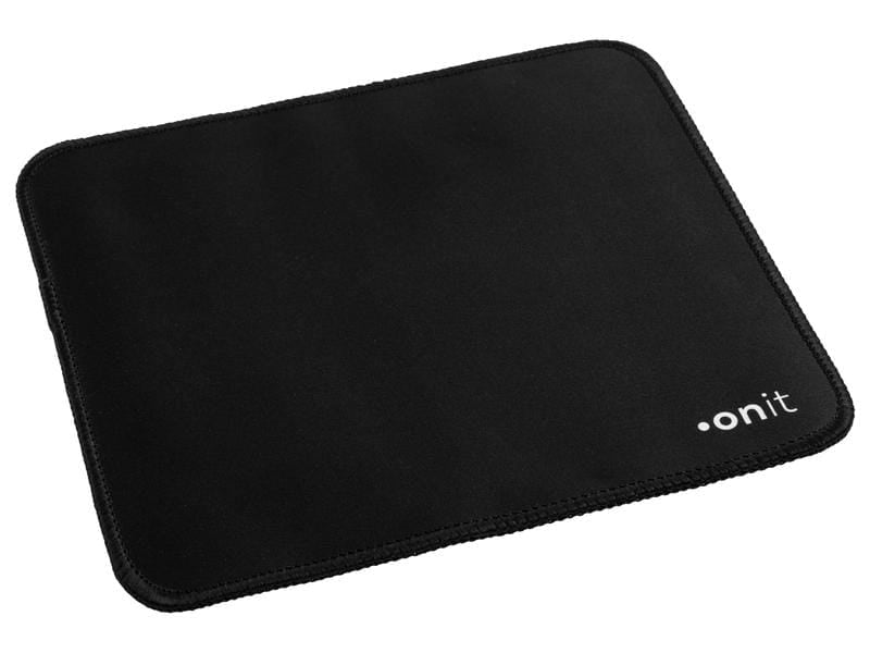 ONIT F01707 – Mauspad – 230 × 200 mm, Gummi/Textil, Schwarz, Gestickte Kanten, Anti-Rutsch-Basis