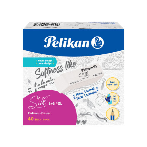 Pelikan Radiergummi – latexfrei & phthalatfrei, 20 × 55 × 12 mm, 40 Stk.