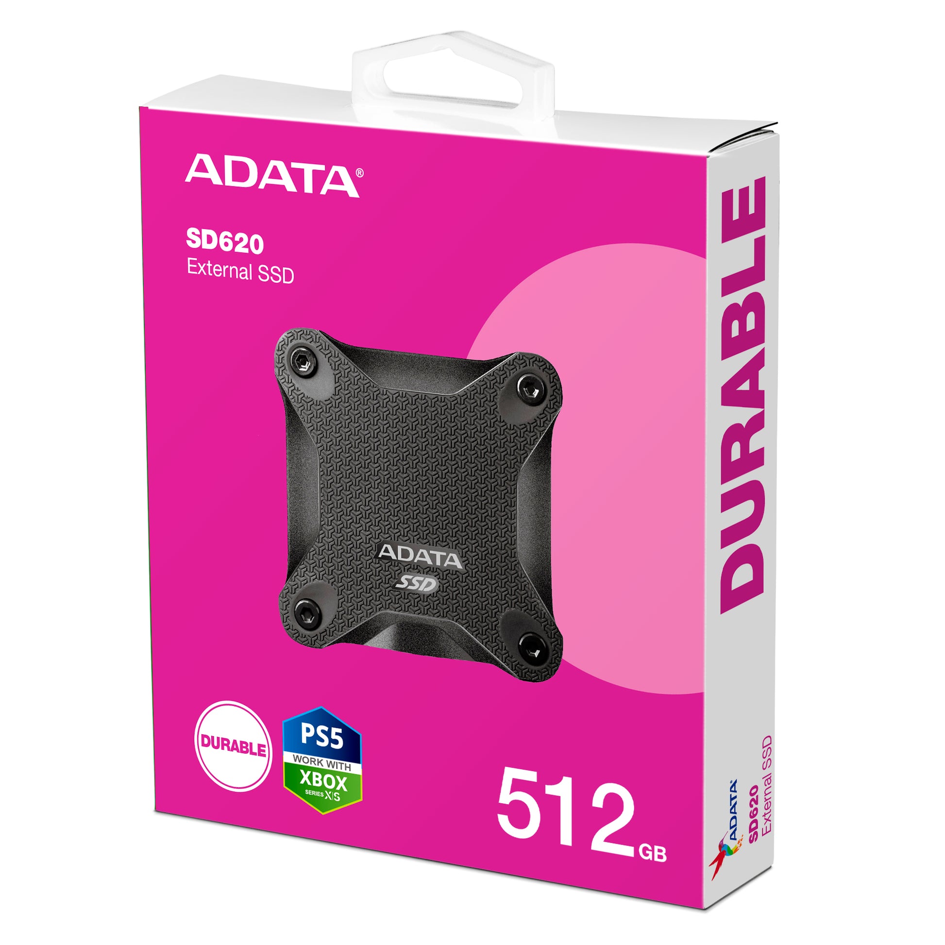 ADATA SD620 – 512 GB Portable SSD, USB 3.2 Gen 2 (Micro-USB B), 520/460 MB/s, schwarz