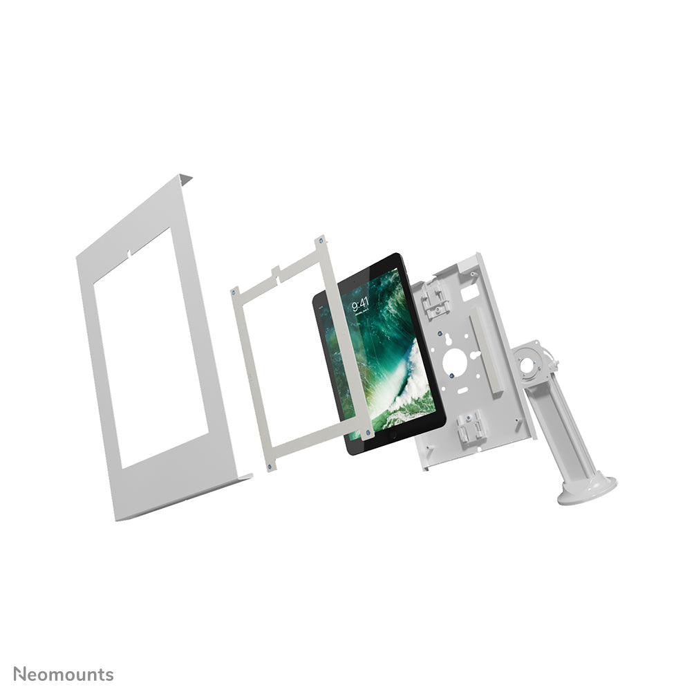 Neomounts Tablet-Tischhalterung – 9,7–11", VESA 75×75, abschliessbar – Weiss