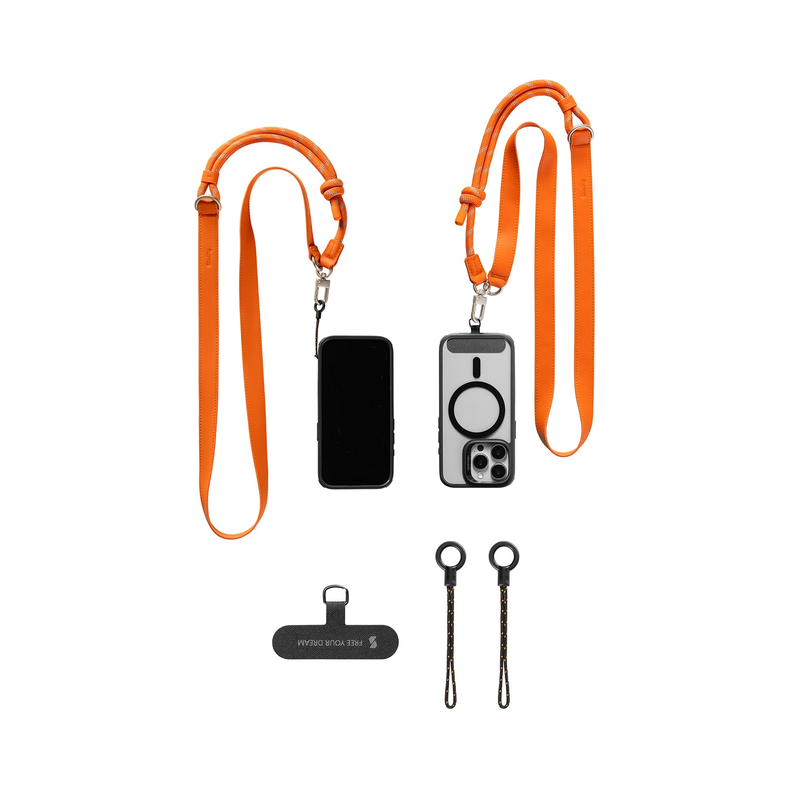 SmallRig Schultergurt für Smartphone – Orange, Nylon/Leder/Edelstahl