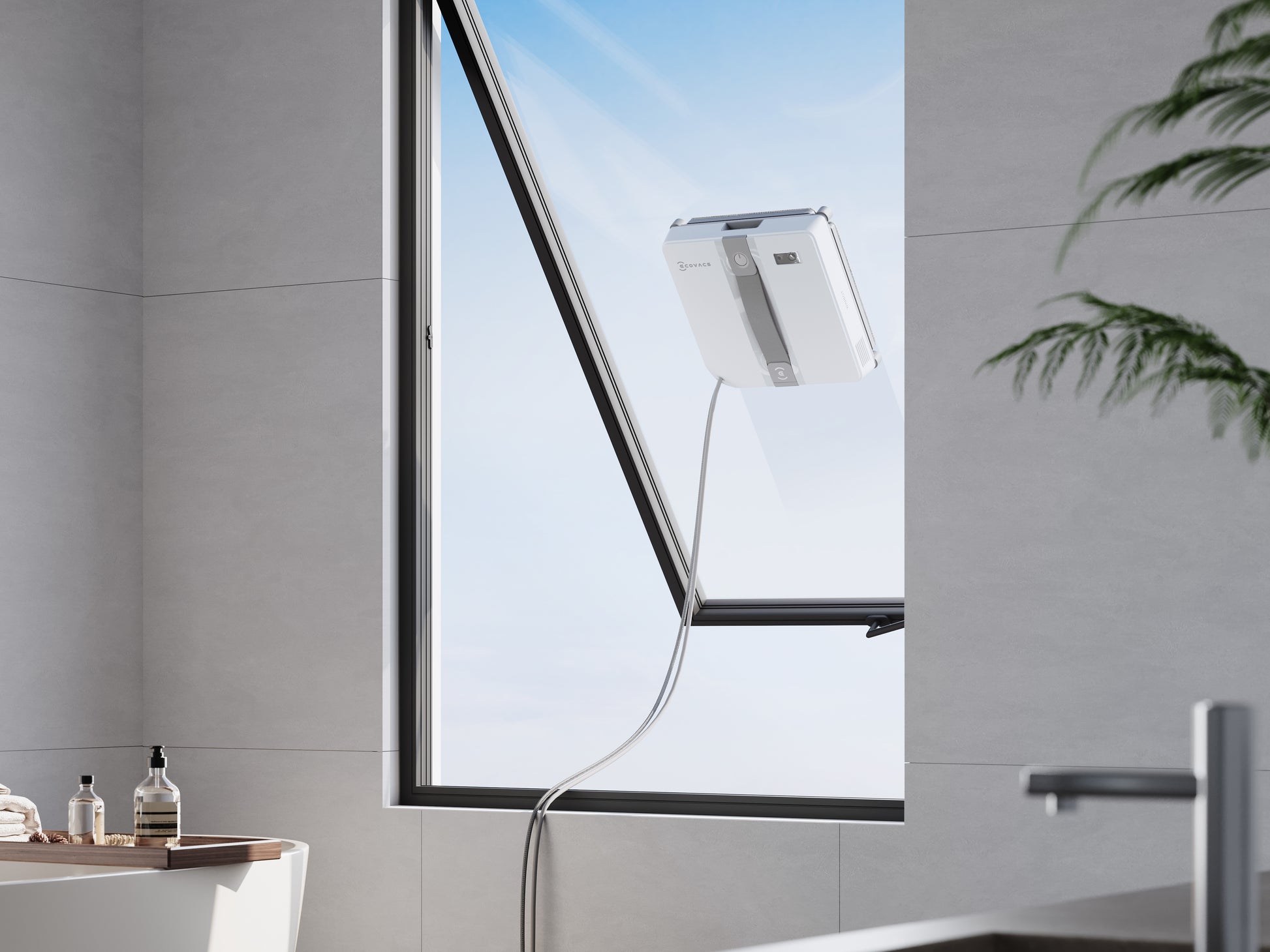 Ecovacs Fensterputzroboter – Grau, für Fenster