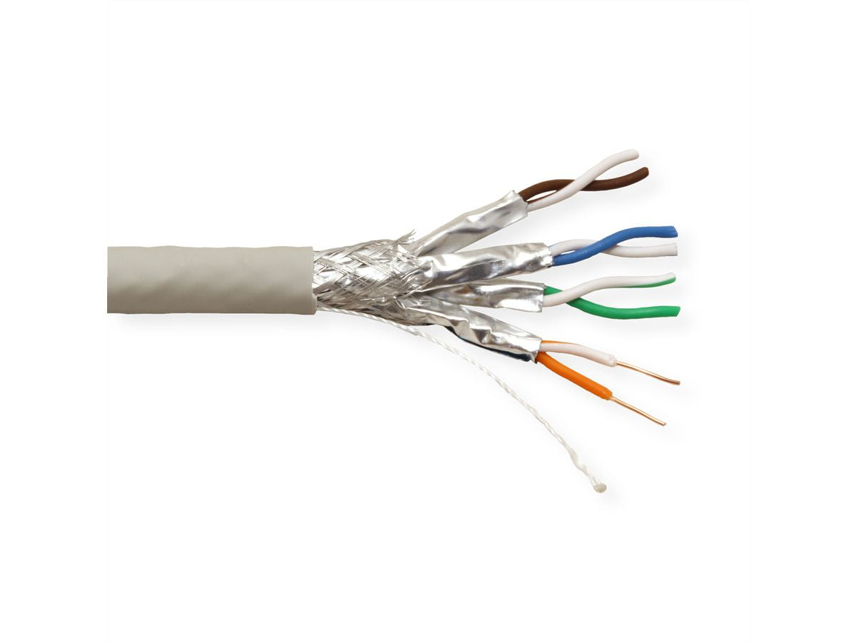 VALUE Installationskabel – Cat7 (Klasse F), S/FTP (PiMF), 100 m, Massivdraht AWG 23, Dca, Grau