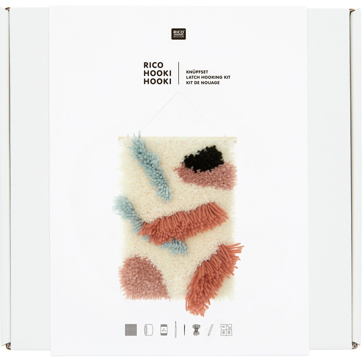 Rico Design Hooki Hooki – Makramee-Set – Wandbehang Steine – 20 × 30 cm – ab 8 Jahren