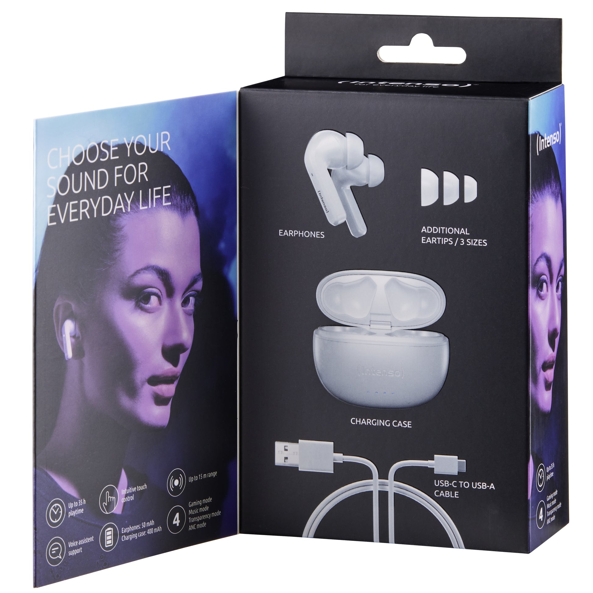 Intenso White Buds T302A TWS In-Ear – Stereo, ANC, mit Ladecase, BT 5.3