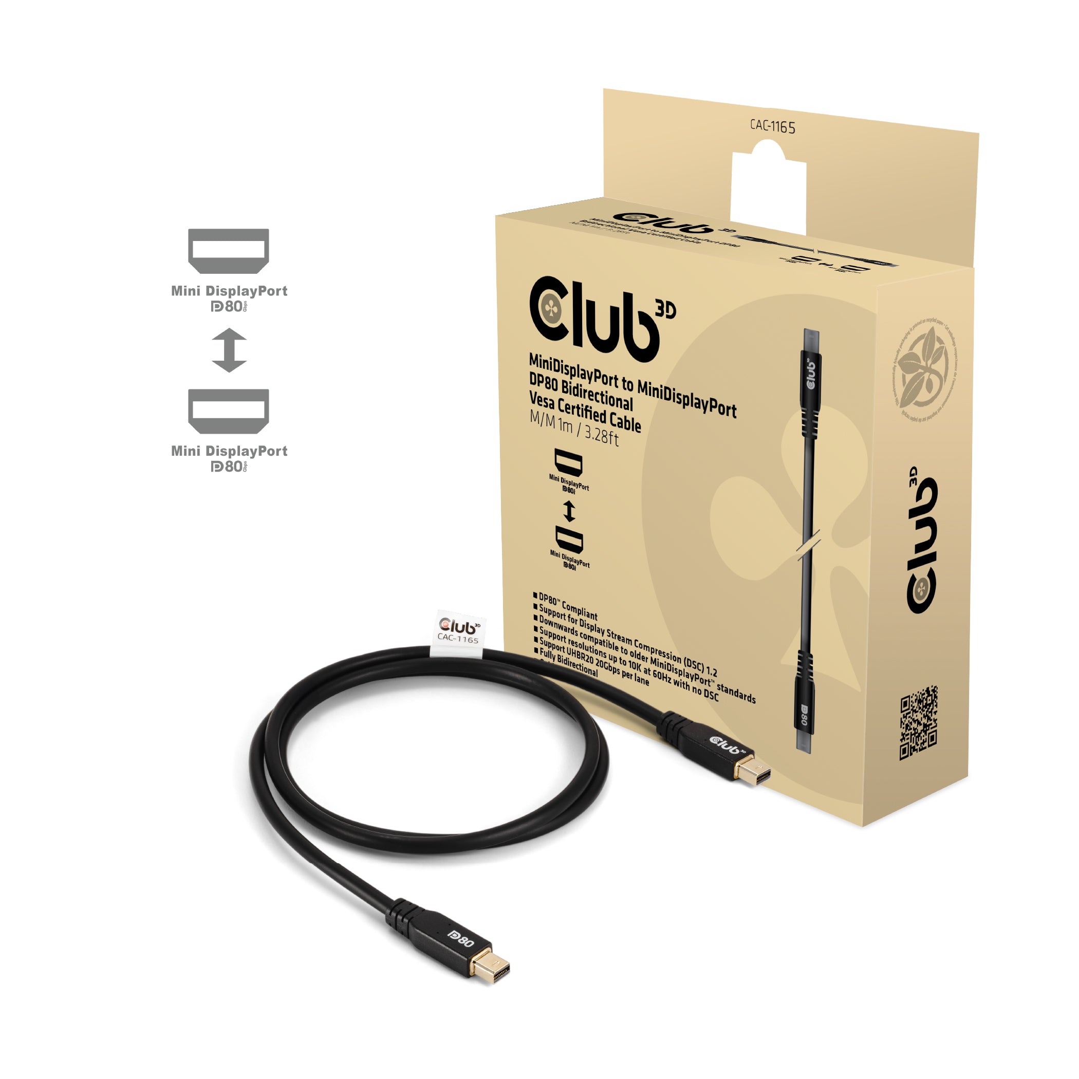 CLUB3D Club 3D Mini-DisplayPort Kabel DP 2.1 8K 60 Hz – 1 m