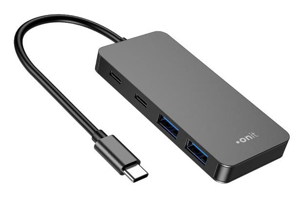 ONIT F01259 USB-Hub – USB-C, 2× USB-A, 2× USB-C, 15 W PD, für Windows/Mac/ChromeOS