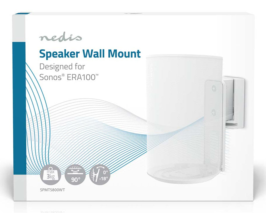 Nedis SPMT5800WT – Wandhalterung für Sonos Era 100 – drehbar −45°/+45°, neigbar 0°–18° – 3 kg – Weiss