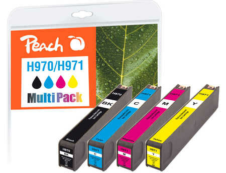 Peach Tintenpatronen-Multipack 970/971, 4er-Pack, kompatibel – für HP OfficeJet Pro X 450/470/476 und andere