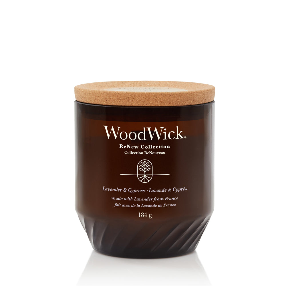 WoodWick Duftkerze – Lavendel & Zypresse – Ø 8 × 9,6 cm