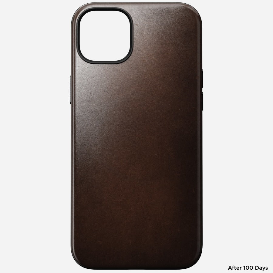 Nomad Backcover Modern – für Apple iPhone 15 Plus – schwarz – Leder – MagSafe-kompatibel