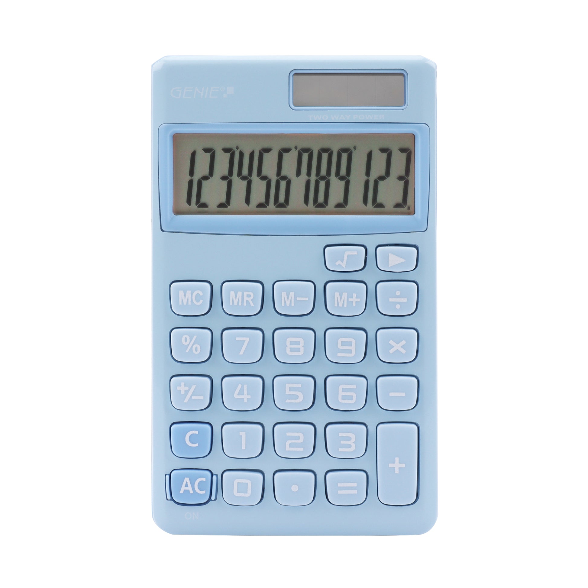 Genie Taschenrechner 212B – 12-stellig – Solar/Batterie – Blau
