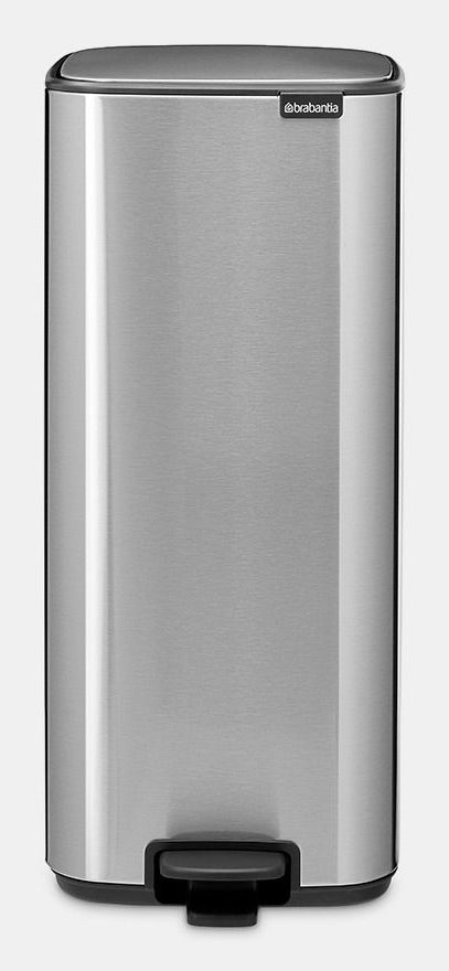 Brabantia Papierkorb Bo – 30 l – mit Deckel – Stahl, silber matt – B × H 288 × 647 mm