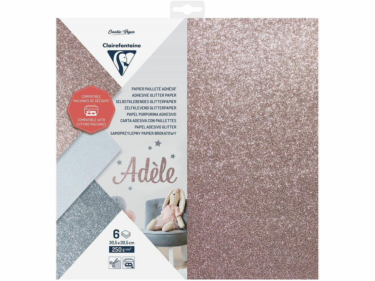 Clairefontaine Glitterkarton – 305 × 305 mm – 250 g/m² – Glitzer – 6 Blatt