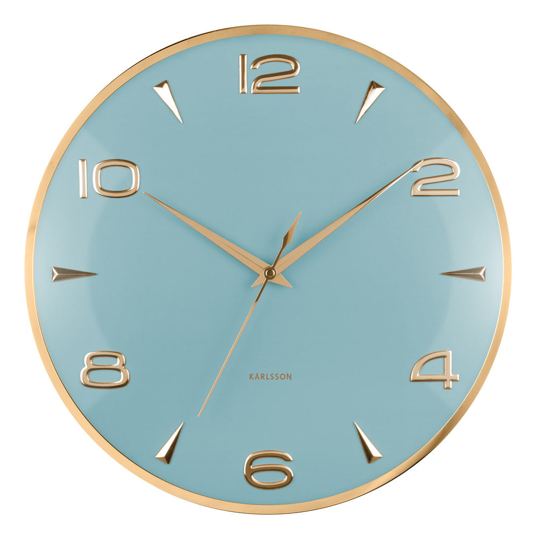 Karlsson Wanduhr Sienna Glow – Ø 40,6 cm, hellblau, Metall