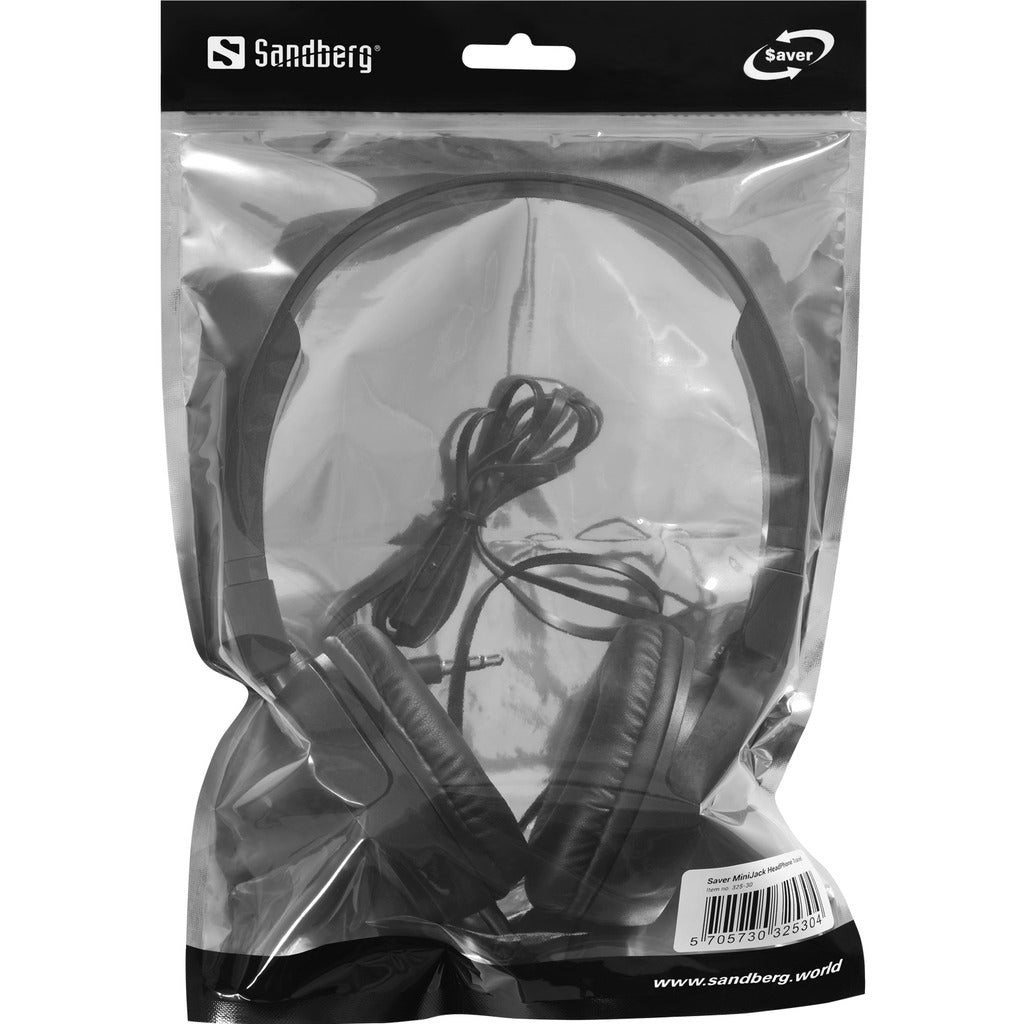 Sandberg Saver MiniJack HeadPhoneTravel On-Ear Kopfhörer – Kabel, 3,5 mm Klinke, Faltbar, Schwarz