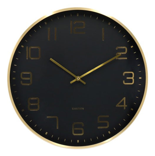 Karlsson Wanduhr Elegance Glow – Ø 40 cm, schwarz, Aluminium