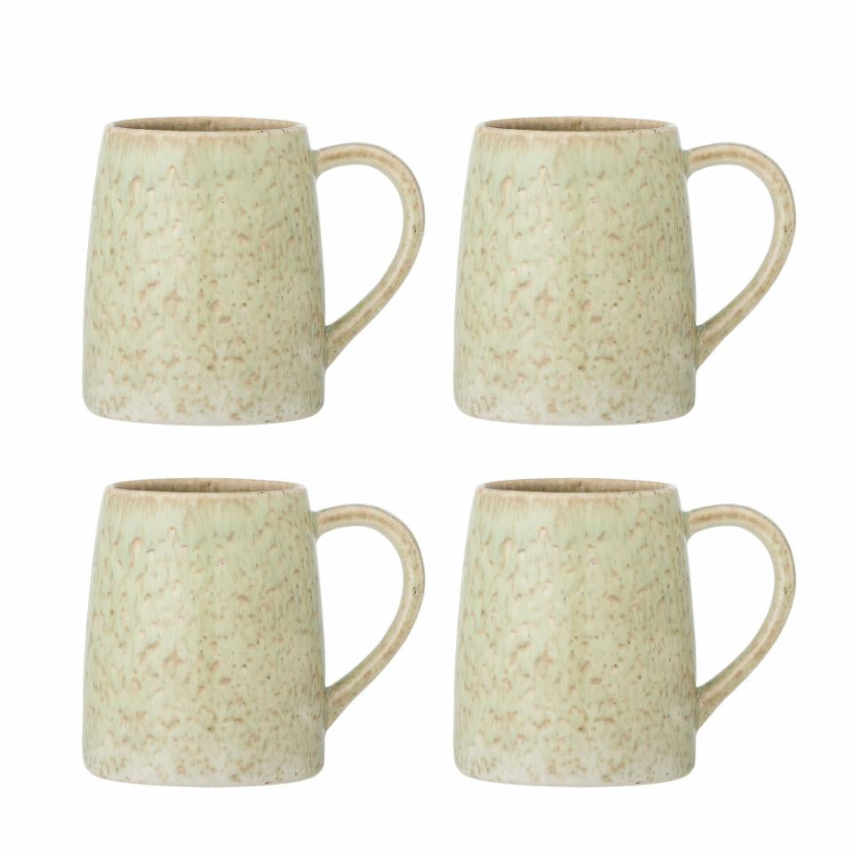 Bloomingville Kaffeebecher – 4er Set, 370 ml, Ø 9 cm, Steingut, Beige/Mehrfarbig, spülmaschinenfest