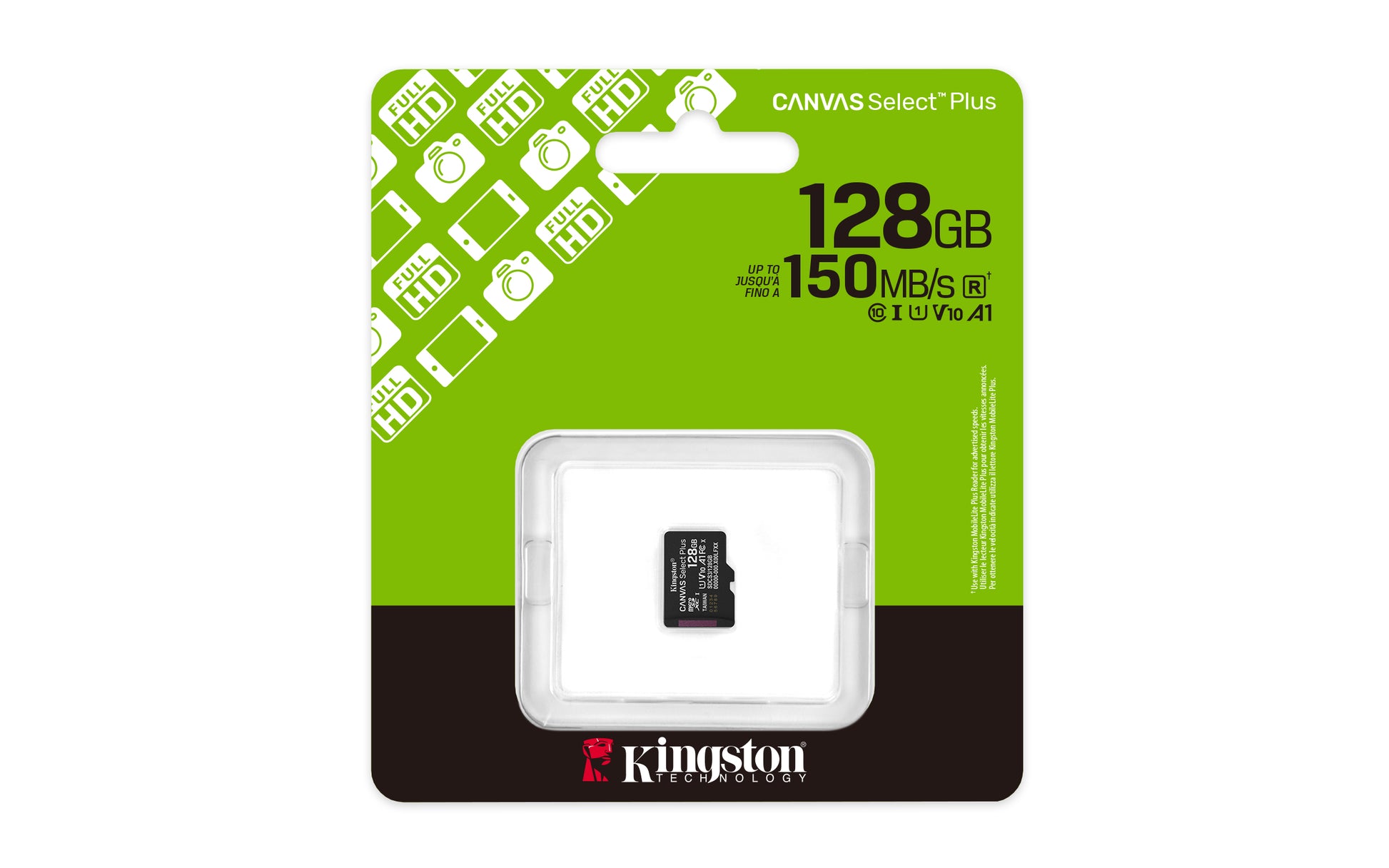 Kingston Technology Kingston microSDXC 128 GB – UHS-I, Klasse 10, U1, V10, A1, 150 MB/s Lesen, ohne Adapter
