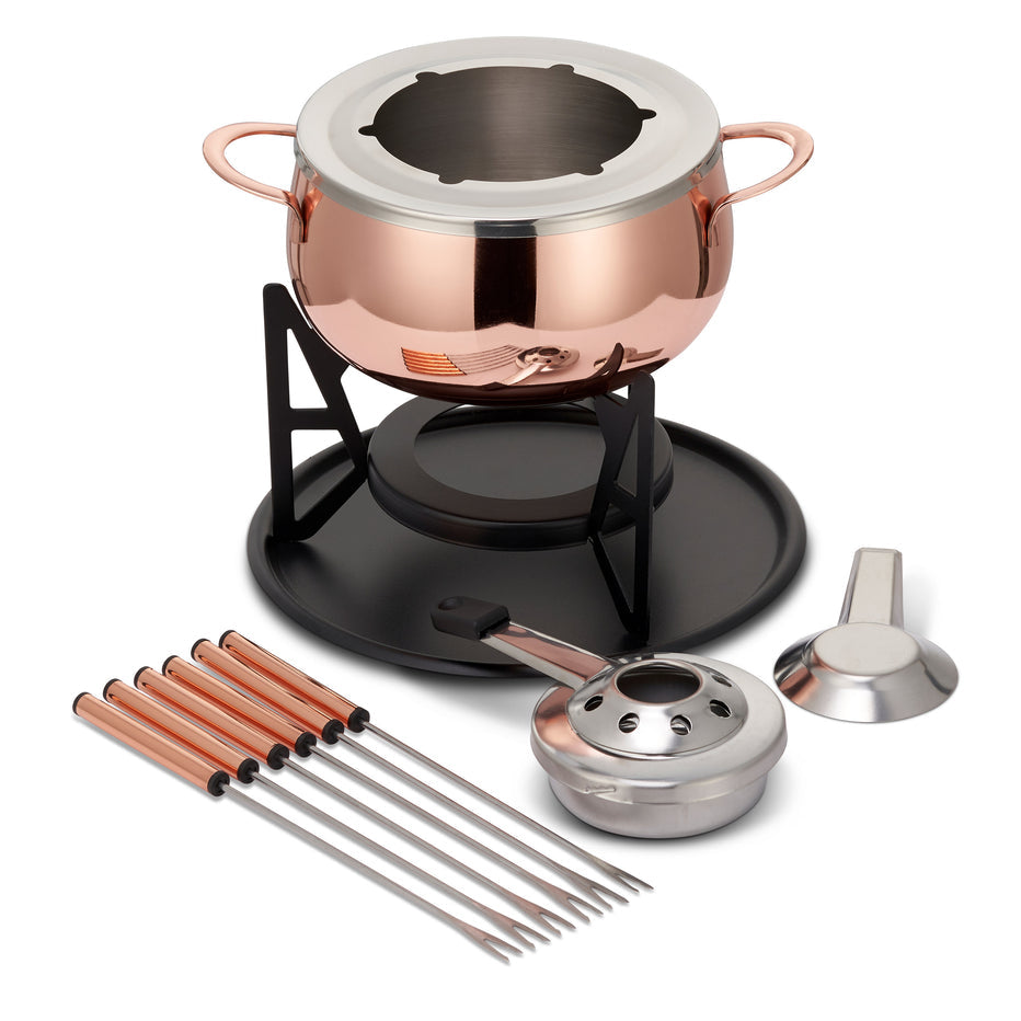 Oak & Steel Fondue-Set – 2 l – Edelstahl – für Schokoladenfondue – Roségold, 6 Personen