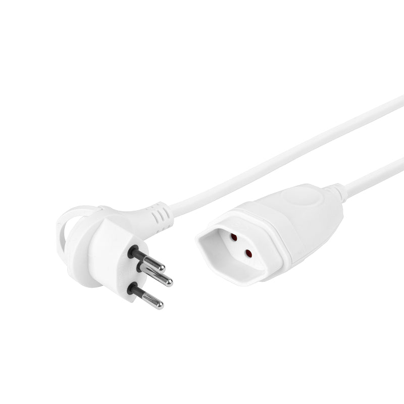 Steffen Verlängerungskabel, T12–T13, 3 m, IP20, 1 mm², Winkelstecker – Weiss