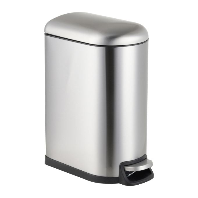 Relaxdays Treteimer 10051995_55 – 10 l – Kunststoff, rechteckig – silber – Soft-Close, mit Innenkübel