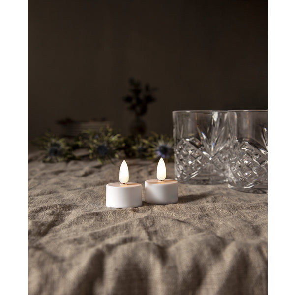 Star Trading LED-Teelicht Flamme – 2er Pack, 3,8 cm, Warmweiss, Timer