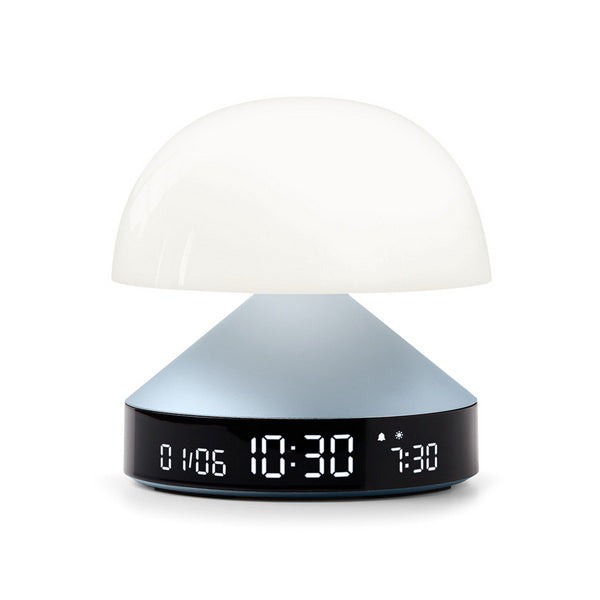 Lexon Lichtwecker Mina Sunrise – digital – 11 × 11 cm, hellblau, Aluminium, USB, Wecktöne