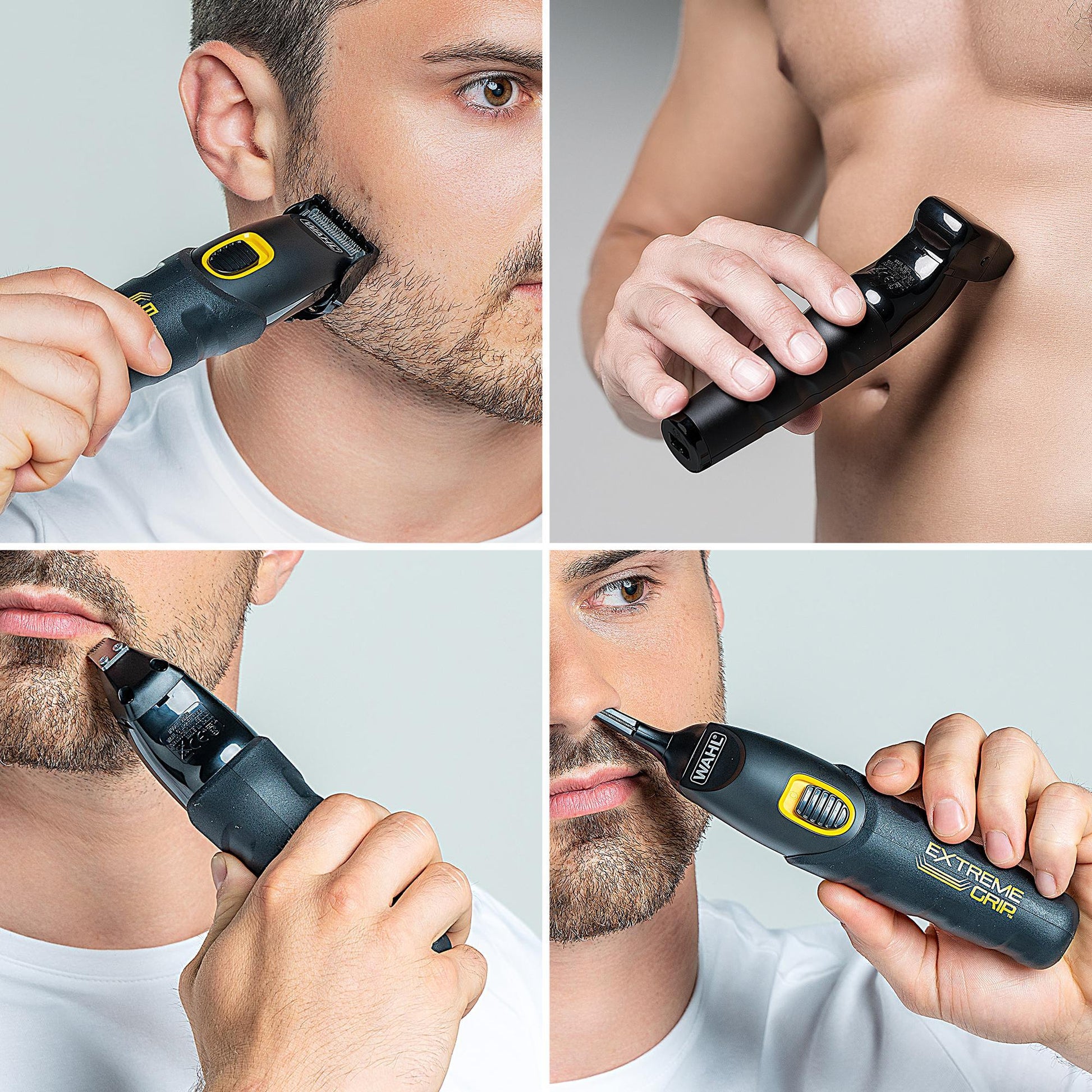 Wahl Multifunktionstrimmer Extreme Grip – 240 min Akkulaufzeit, 10 Kämme – Schwarz, Edelstahlmesser