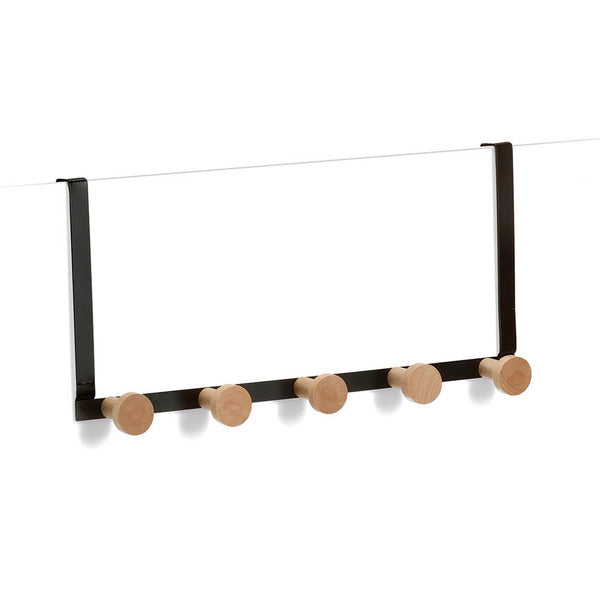 Zeller Present Wandgarderobe 5 Haken – Holz – schwarz – 375 × 90 × 80 mm