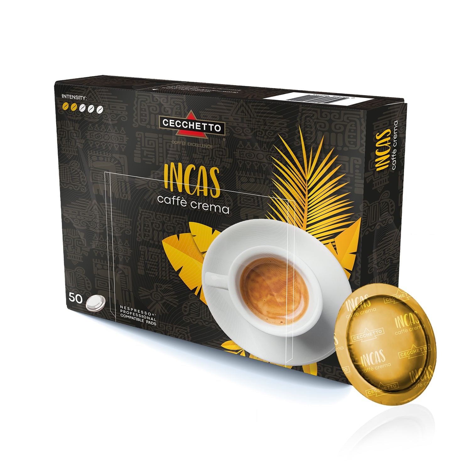 CECCHETTO Incas Caffè Crema – Kaffeepads – Intensität 2, 50 Pads