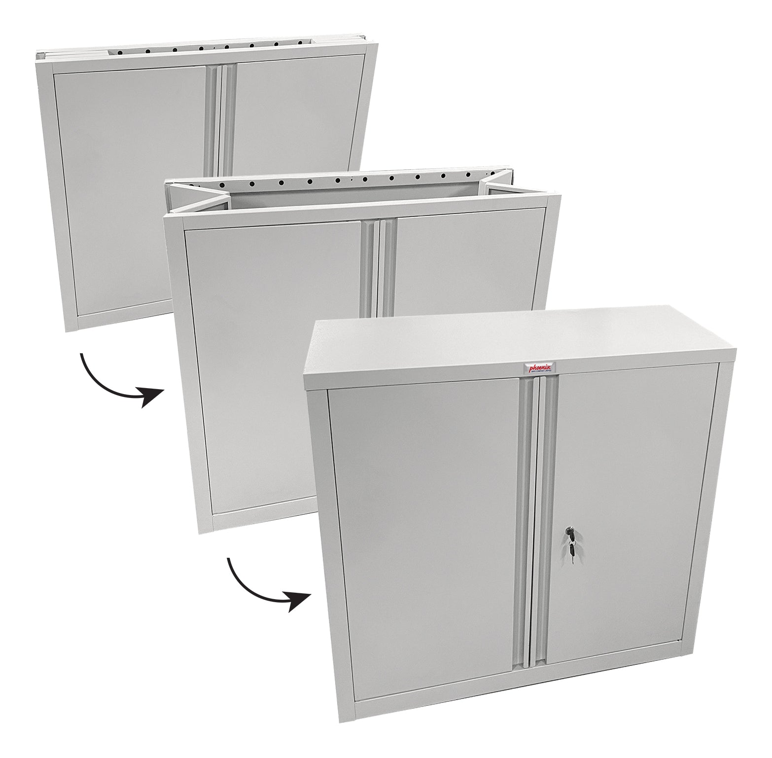 Phoenix Safe Co. SCF0891GGK – Aktenschrank, 2 Türen, 1 Fachboden, faltbar, abschliessbar, 915 × 370 × 830 mm