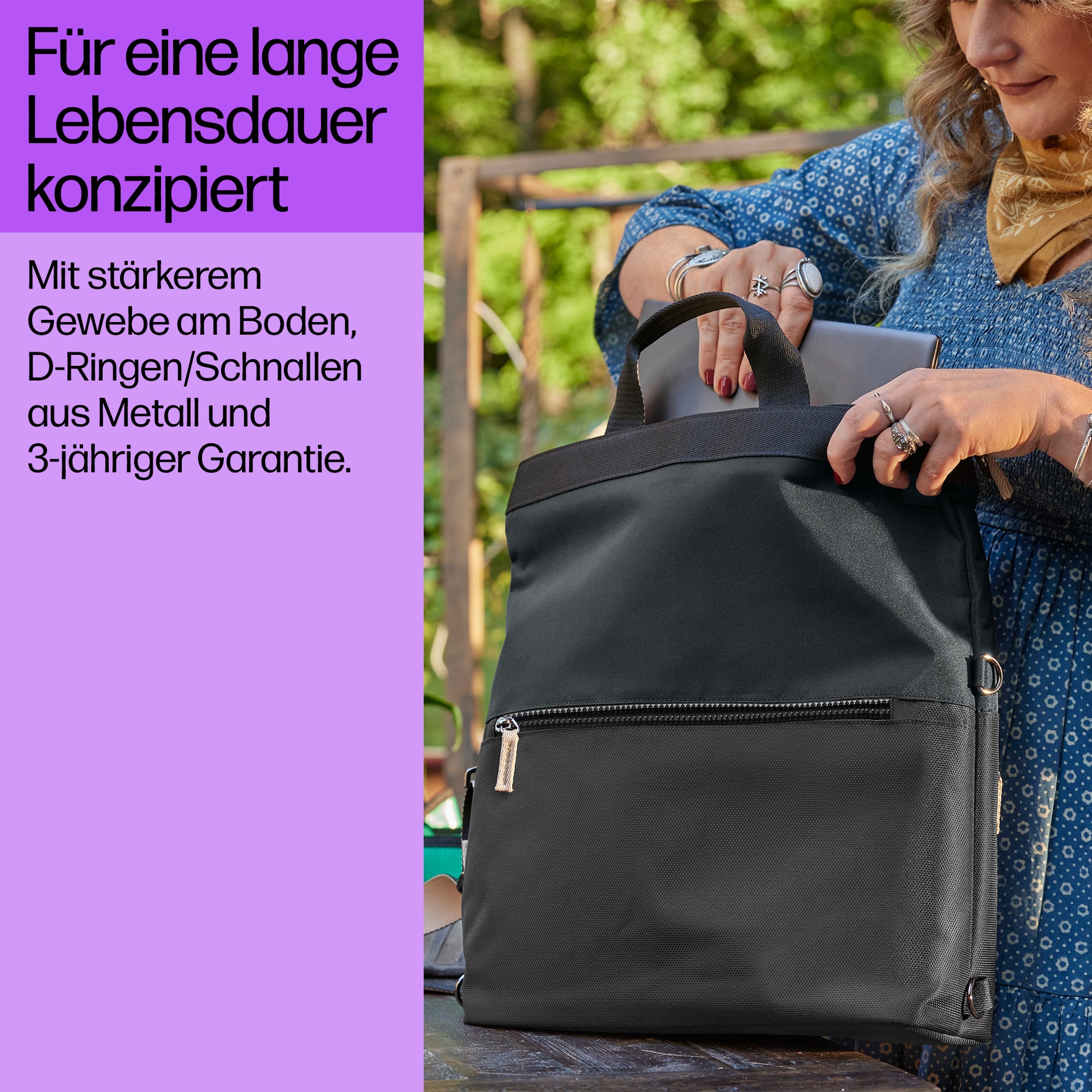 HP Notebook-Rucksack bis 14,1" – wasserfest, Trolley-Haltegurt – Schwarz