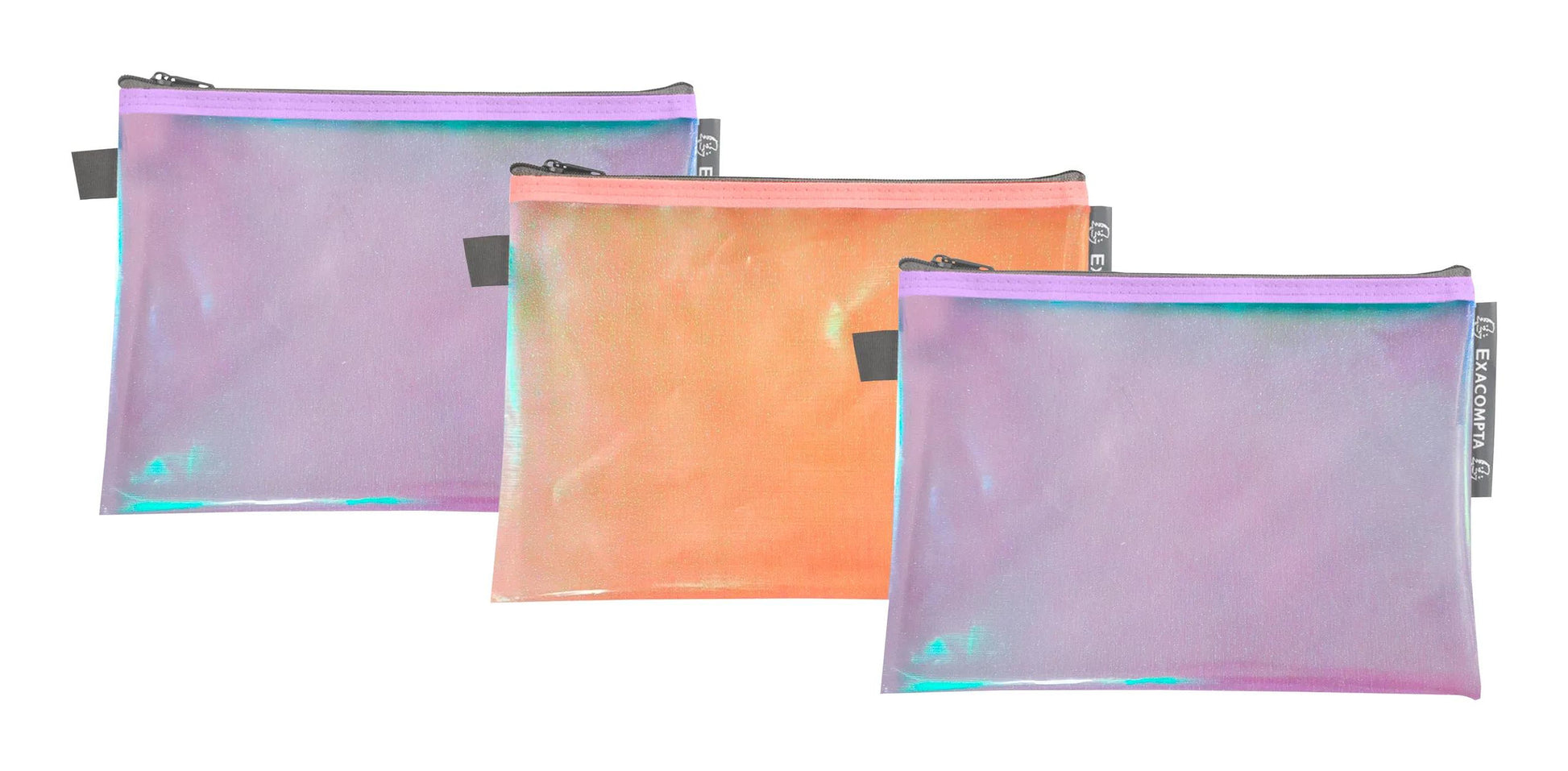 Exacompta Candy Tidy – Reissverschlusstasche, leer, Glitzereffekt, assortiert, EVA, 12,5 × 0,4 × 16,8 cm