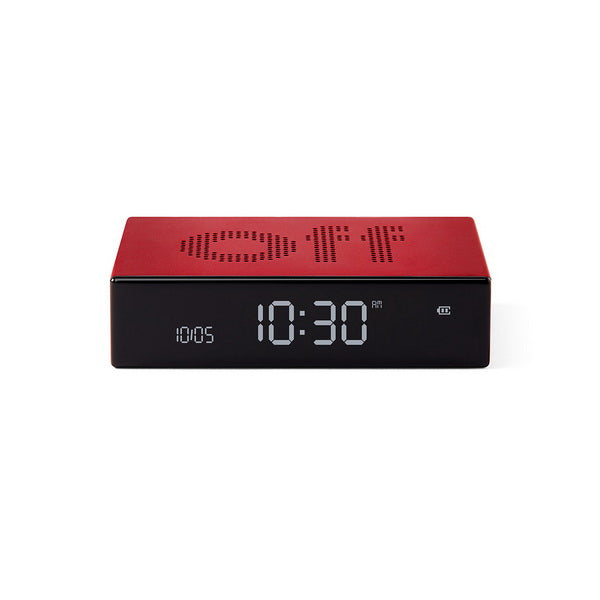 LEXON Flip Premium Digitalwecker – Snooze, USB, 10,4 × 2,6 × 6,5 cm, Rot