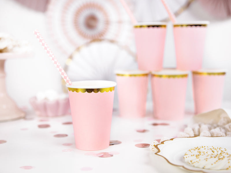 PartyDeco Trinkbecher, Papier/Karton – 2,2 dl, Rosa – 6 Stk.