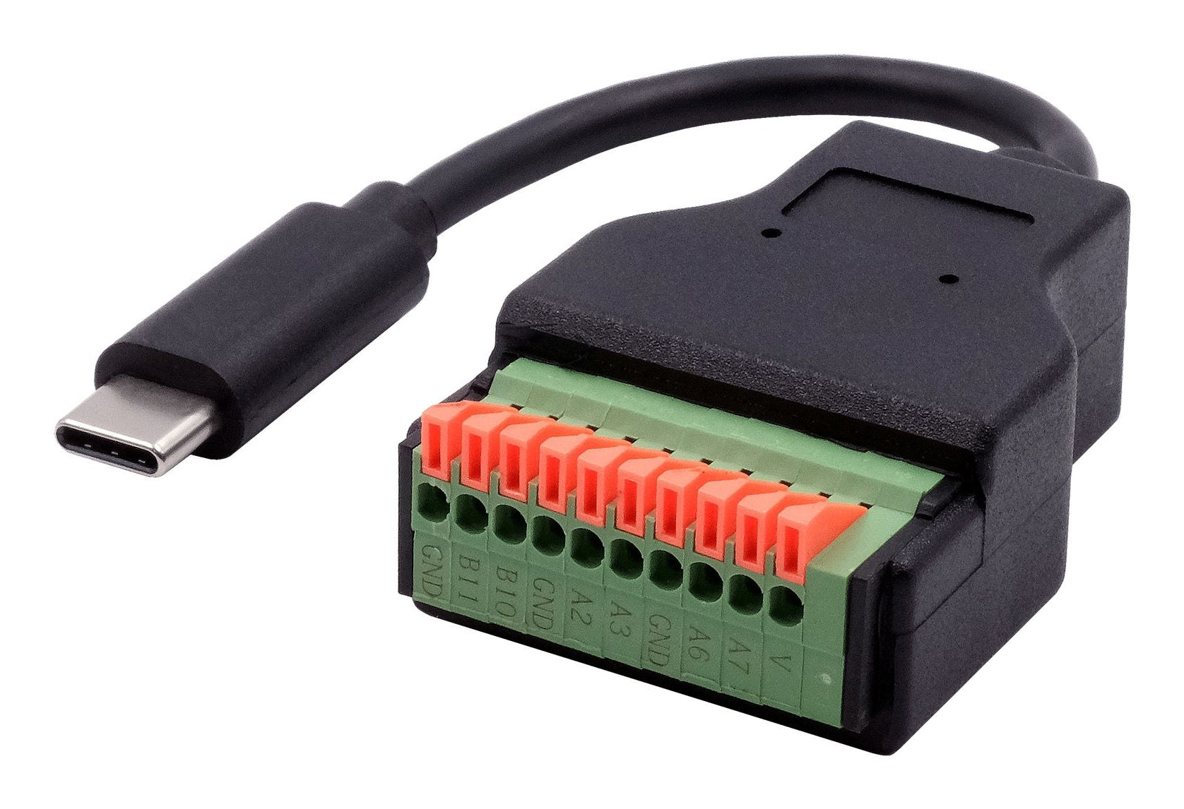 EXSYS EX-49125 Adapter USB-C zu 10-poligem Terminalblock – USB 3.2 Gen 1 (5 Gbit/s), 0,15 m – Schwarz