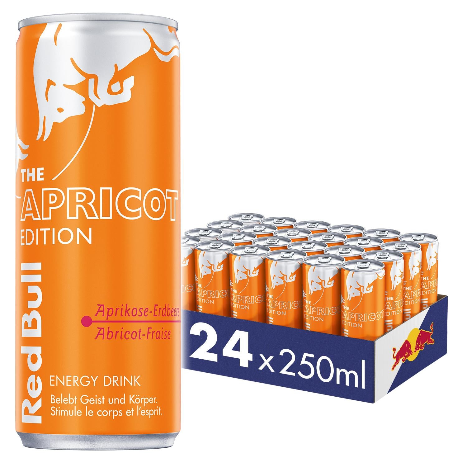 Red Bull Energy Drink Apricot Edition, Aprikose & Erdbeere, koffeinhaltig – 24 × 2,5 dl