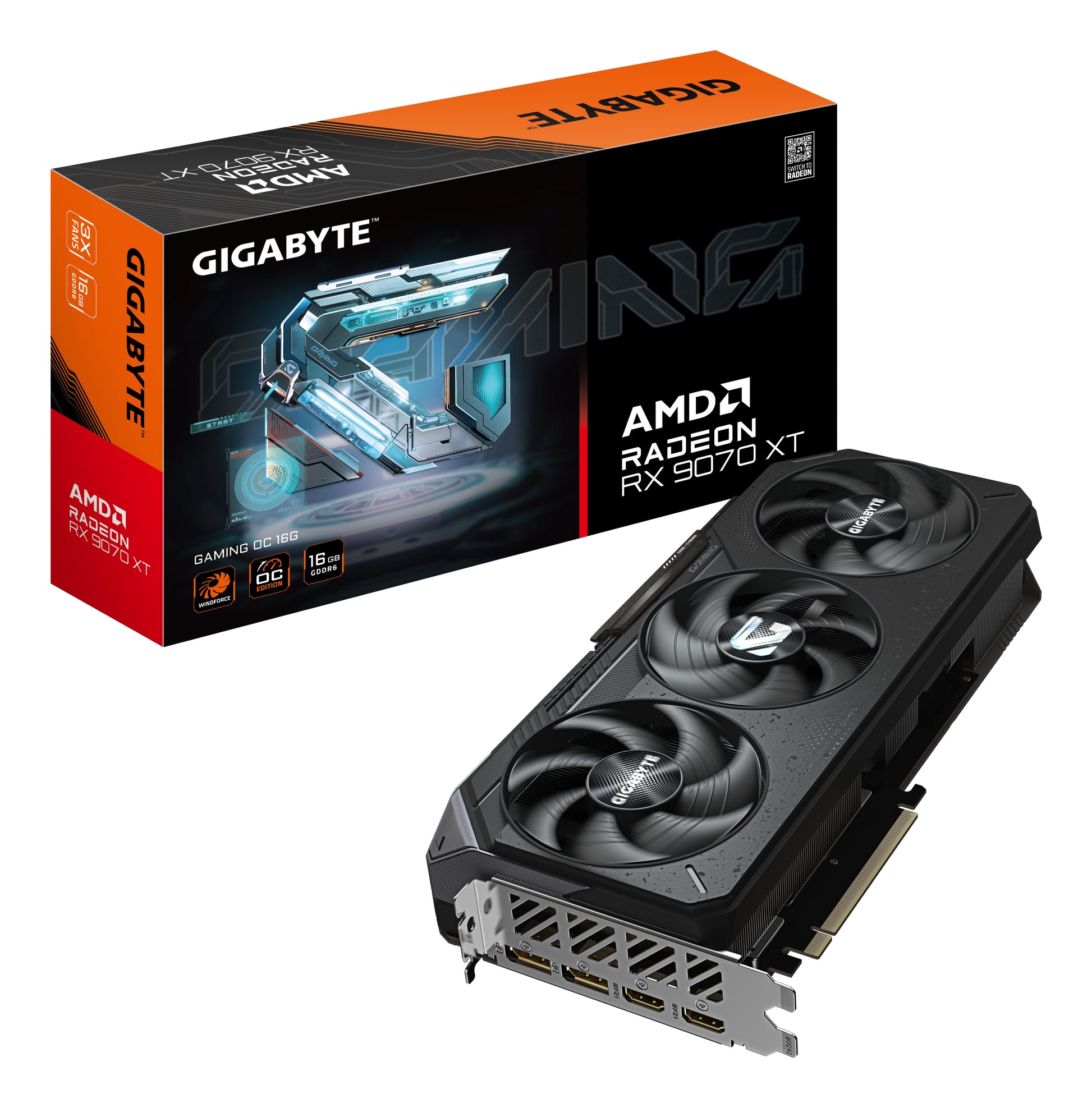 GIGABYTE GV-R9070XTGAMING OC-16GD – PCIe Grafikkarte – 2×DP, 2×HDMI, PCIe 5.0, 3×8-pin