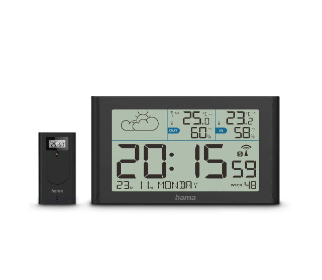 Hama Sylt – Wetterstation, innen/aussen, Hygrometer & Thermometer, inkl. Aussensensor – schwarz